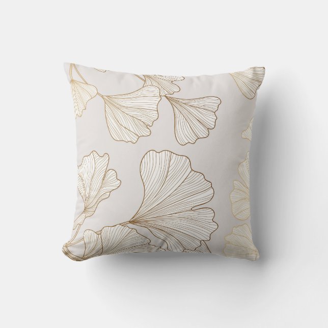 Coussin Luxueux Gold Ginkgo Vintage Design (Recto)