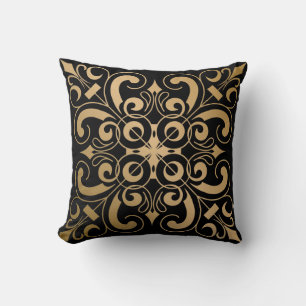Coussin Luxueux Ornate Gold et Black