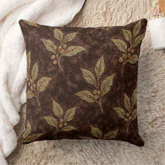 Coussin Luxury Mocha Velvet Coffee Branch Throw Pillow