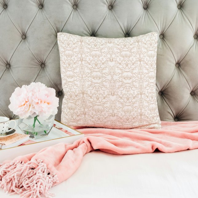 Coussin Luxury Royal Gold Baroque Damask Throw Pillow (Créateur téléchargé)