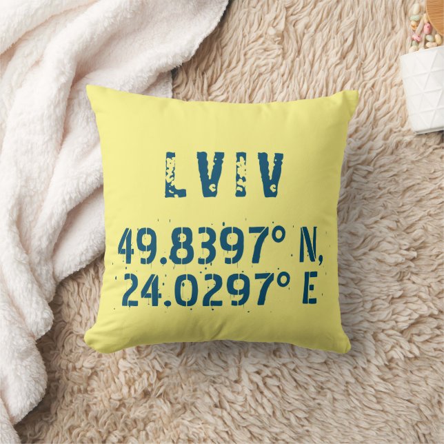 Coussin Lviv Ukraine Latitude & Longitude désistée (Couverture)