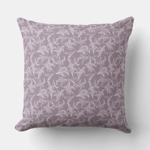 Coussin Lys blancs de la Vallée Motif sur Mauve