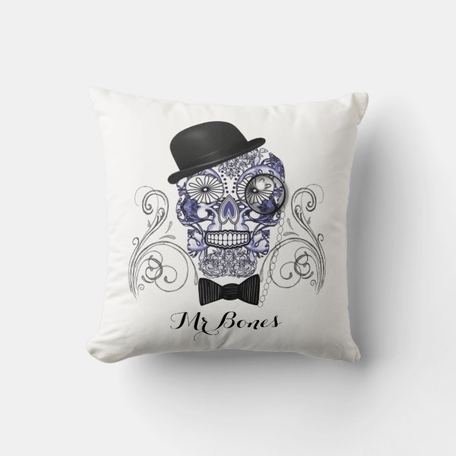 Coussin M. Bones Fun Ornate Sugar Crâne Design (Recto)
