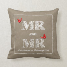 M. et M. White Lace Word Art Papillons rouges
