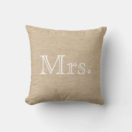 Coussin M. et Mme Burlap Pillow