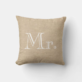 Coussin M. et Mme Burlap Pillow