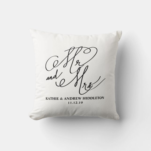 Coussin M. et Mme Classy Typography Script Wedding (Recto)