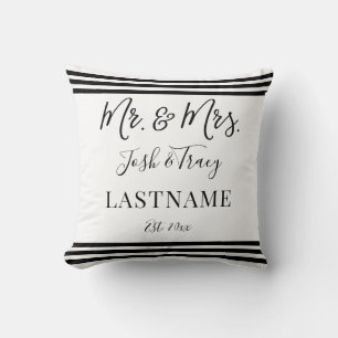 Coussin M. et Mme personnalisés en écriture tendance moder