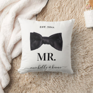 Coussin M. & Mme Mariage noir et blanc