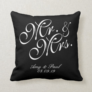 Coussin M&Mme. Noir personnalisé