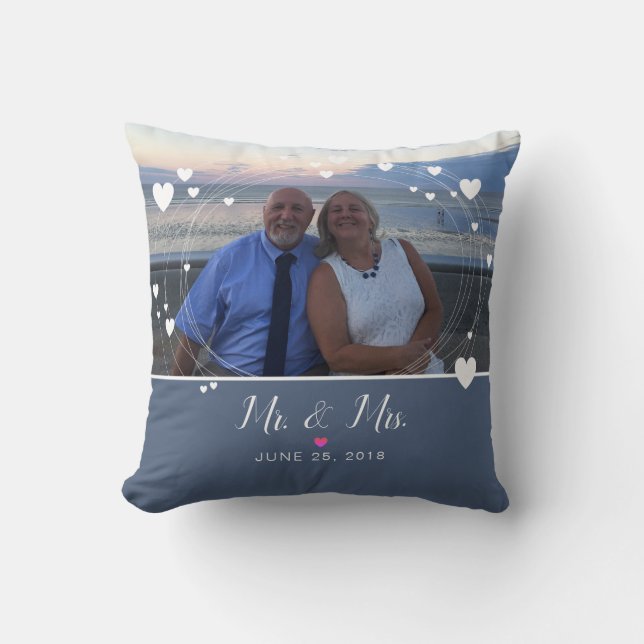 Coussin M. & Mme Photo Keepsaké Mariage (Recto)