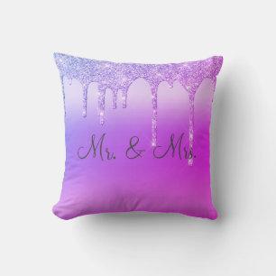 Coussin M. & Mme Purple Rose Parties scintillant Keepsaké 