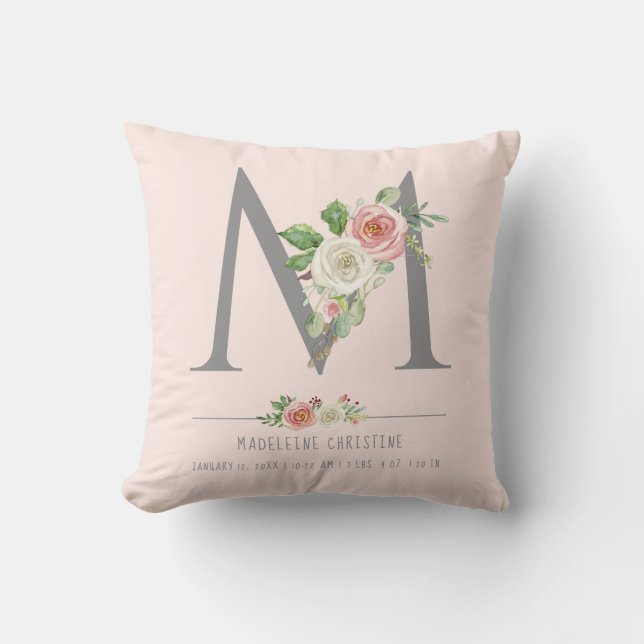 Coussin M Monogram Baby Girl | Statistiques de naissance C (Recto)