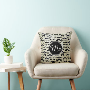 Coussin M. Mustache Hipster Motif