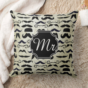 Coussin M. Mustache Hipster Motif