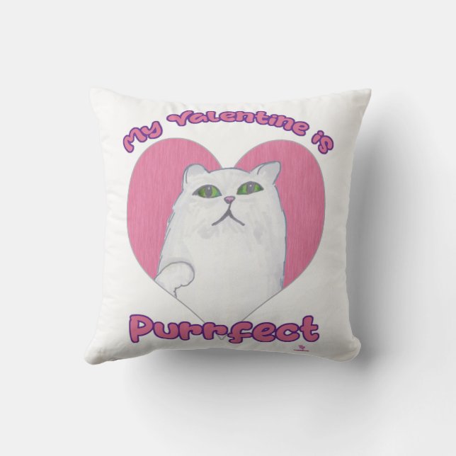 Coussin Ma Saint-Valentin est Purrfect Cute Cat Heart Art (Verso)