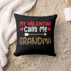 Coussin Ma Saint-Valentin m'appelle grand-mère Léopard Buf
