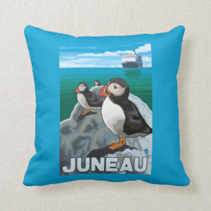 Coussin Macareux et bateau de croisière - Juneau, Alaska