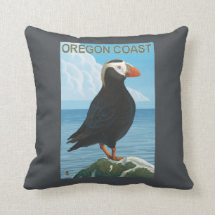 Coussin Macareux tufté de côte de l'Orégon