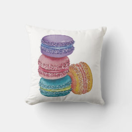 Coussin Macarons Arc-En-Ciel Cute En Aquarelle