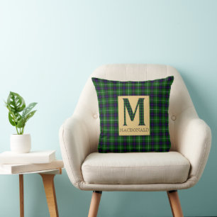 Coussin MacDonald Tartan Monogramme M 