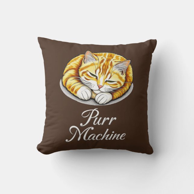 Coussin Machine à ronronner, joli chat roux endormi  (Recto)