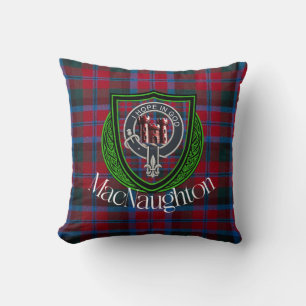 Coussin MacNaughton Scottish Clan Tartan & Crest