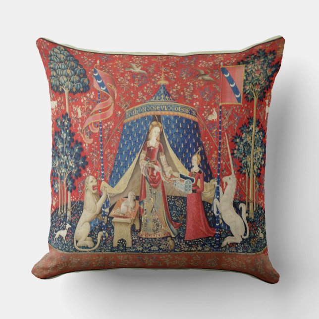Coussin Madame et la licorne : 'À mon seulement desire (Recto)