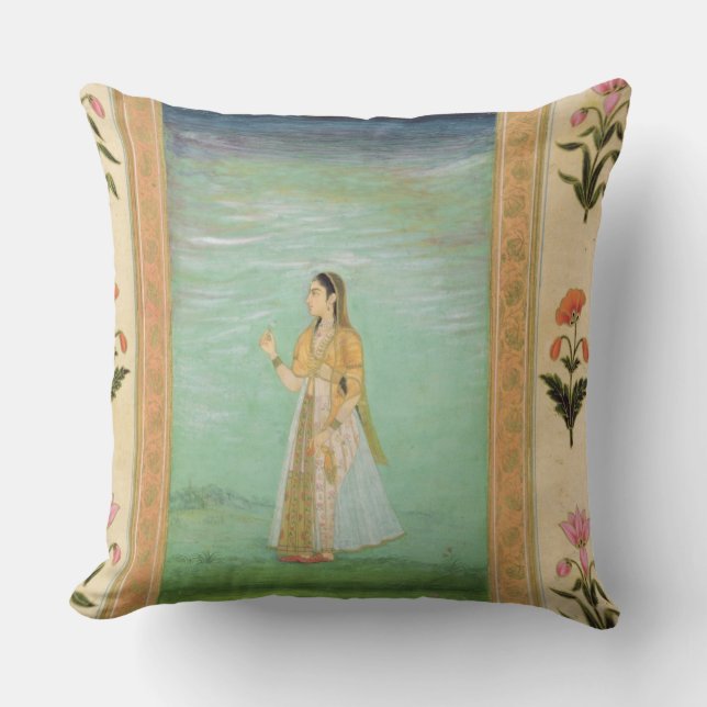 Coussin Madame tenant une fleur, du petit album de Clive (Recto)