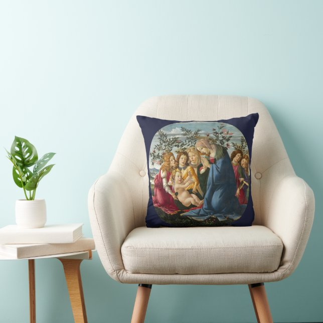 Coussin Madone adorant l'Enfant avec 5 Anges Botticelli (Chaise)