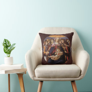 Coussin Madone et Enfant avec des Anges par Sandro Bottice