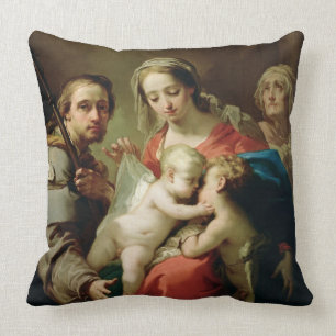 Coussin Madonna et enfant avec des saints John, Anna et
