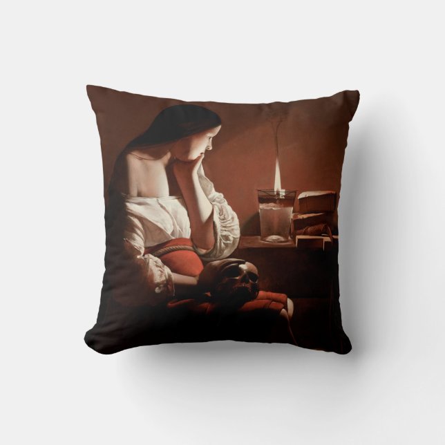 Coussin Magdalene avec la flamme fumante, La Tour (Recto)
