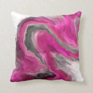 Coussin Magenta Black Grey Jewel Tone Fluid Art Swirl