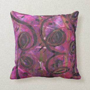Coussin Magenta, noir et remous d'or