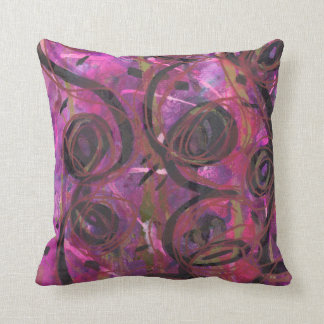 Coussin Magenta, noir et remous d'or