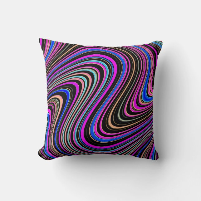 Coussin Magenta Purple Motif bleu rose (Recto)