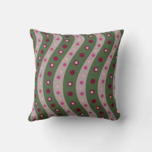 Coussin Magenta Rose Vert Motif À Points Imprimé