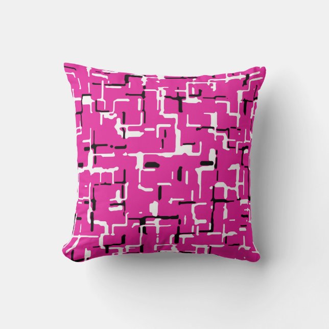 Coussin Magenta violet rose noir blanc Motif moderne (Recto)