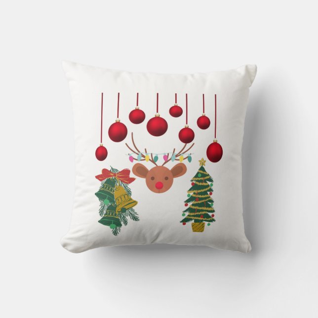 Coussin Magical Reindeer Bells and Christmas Tree Design  (Recto)