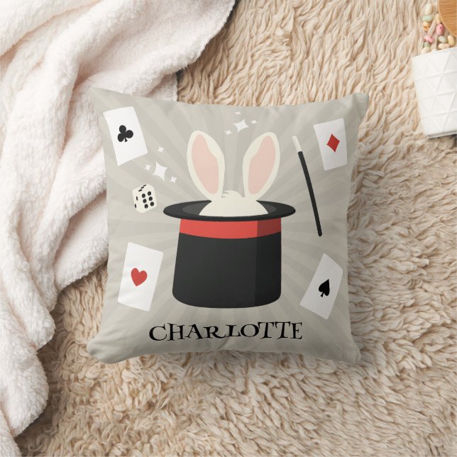Coussin Magicien Afficher Magicien Enfants Nom personnalis (Couverture)