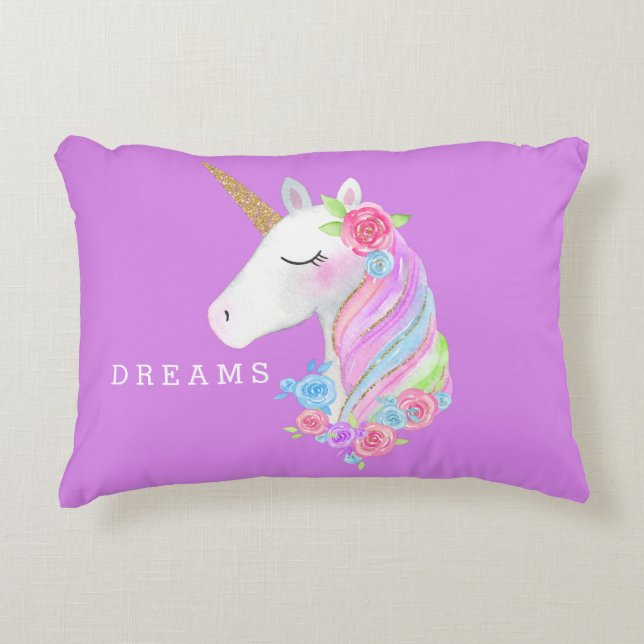 Coussin magique de licorne d'arc-en-ciel (Devant)