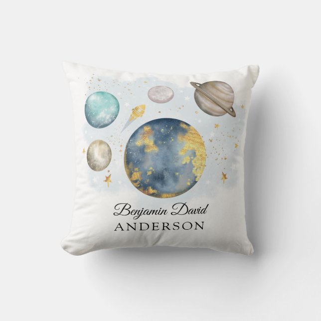 Coussin Magique Espace Extérieur Galaxie Lune Étoiles Garç (Recto)