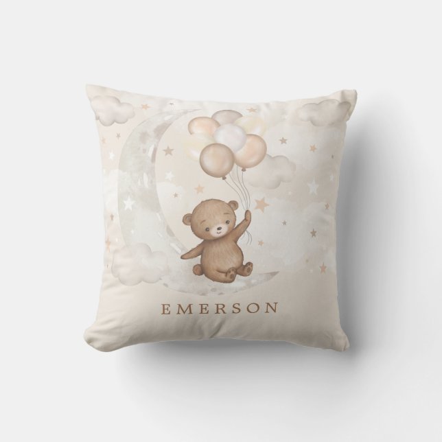 Coussin Magique Lune Teddy Bear Balloons Baby Nursery (Recto)