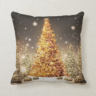 Coussin Magnifique Arbre de Noël Or