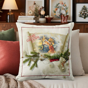 Coussin Magnifique collage de la nativité personnalisé pou