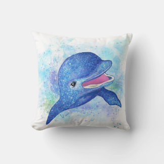 Coussin Magnifique dauphin bleu scintillant