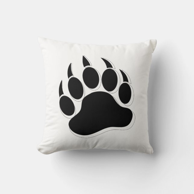 Coussin Magnifique griffe d'ours gris en B & W -Lancer l'o (Recto)