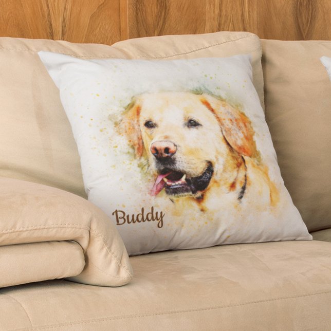 Coussin Magnifique Labrador Jaune Personnalisé (Créateur téléchargé)