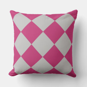 Coussin Magnifique motif diamant en Bourgogne et gris
